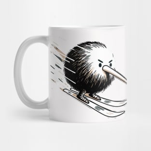 Mountain Skiing Skiwi Kiwi Bird Mug